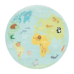 Kinderteppich Rund - Globe Hellblau