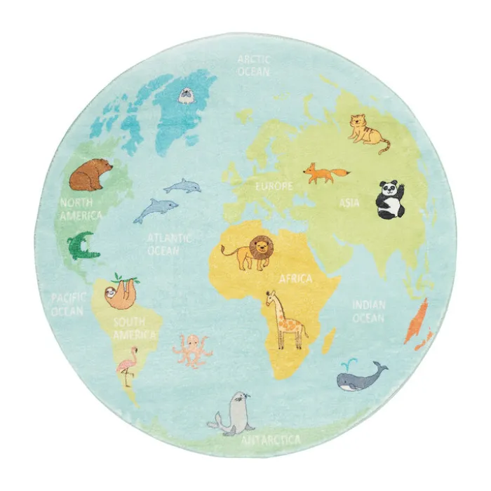 Kinderteppich Rund - Globe Hellblau