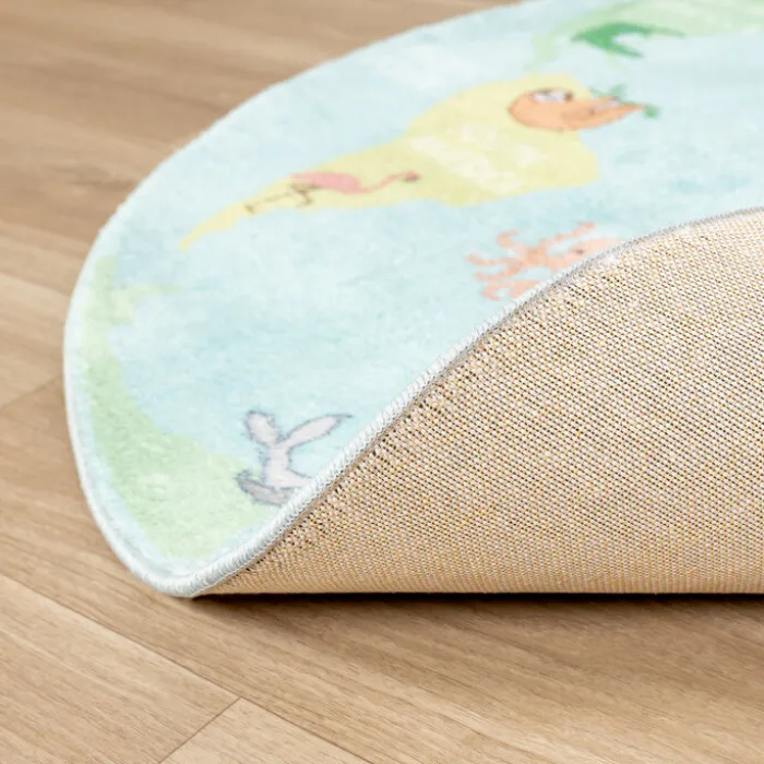 Kinderteppich Rund - Globe Hellblau