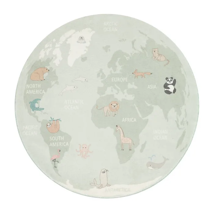Kinderteppich Rund - Globe Mint