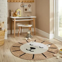 Kinderteppich Rund - Julio Lion Beige - Ø 100cm