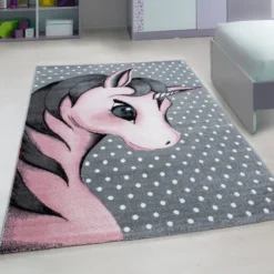 Kinderzimmer Teppich - Anna Einhorn Rosa