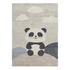 Kinderzimmer Teppich - Balou Panda Schwarz/Weiß