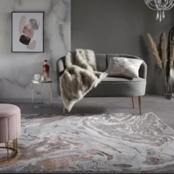 Marmor Teppich - Erio Marbled Grau Rosa