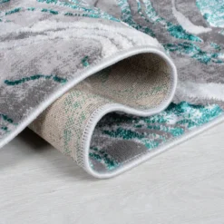 Marmor Teppich - Erio Marbled Grau Türkis