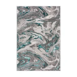 Marmor Teppich - Erio Marbled Grau Türkis