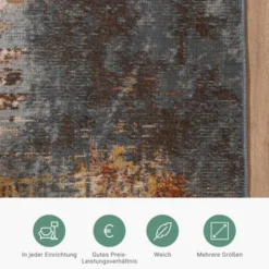 Moderner Teppich - Bush Blau Bunt
