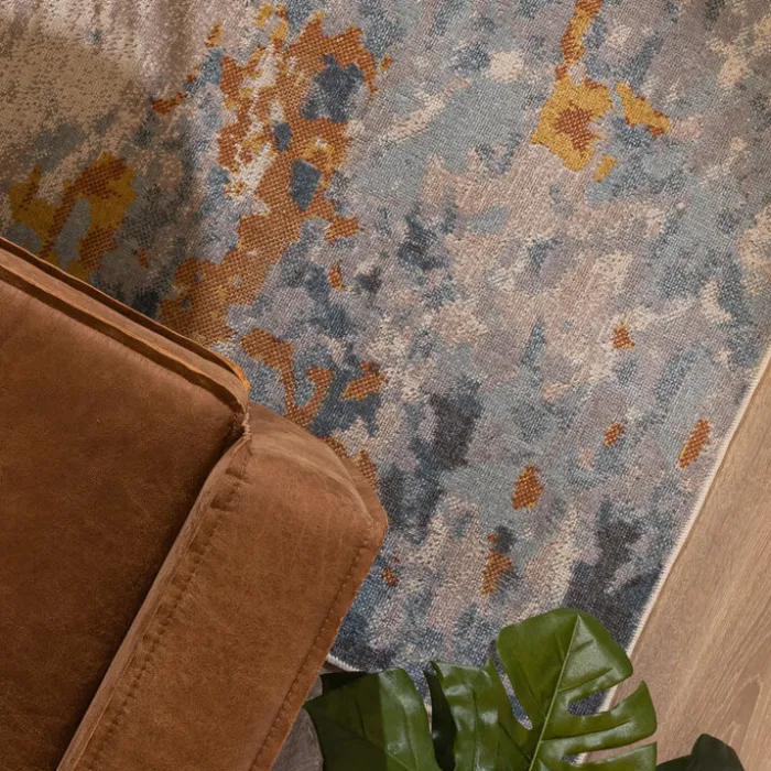 Moderner Teppich - Bush Blau Terracotta