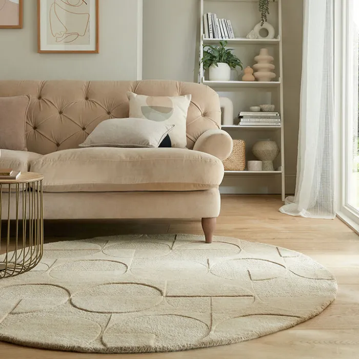 Moderner Teppich Rund - Mozo Gigi Beige Creme - Ø 160cm