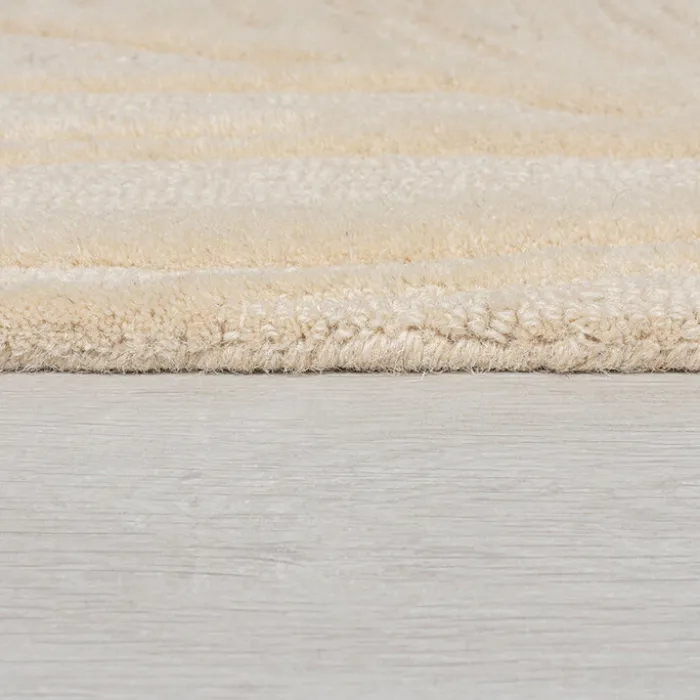 Moderner Teppich Rund - Solacio Leaves Beige - Ø 160cm