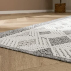 Nachhaltiger Teppich - Lorre Blocks Weiß Grau