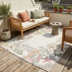 Outdoor Teppich Blumen - Poppy Creme