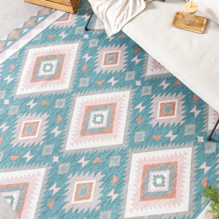Outdoor Teppich Boho - Vedra Aztec Blau