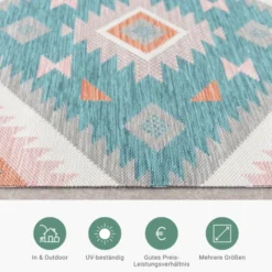 Outdoor Teppich Boho - Vedra Aztec Blau