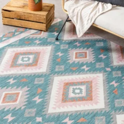 Outdoor Teppich Boho - Vedra Aztec Blau