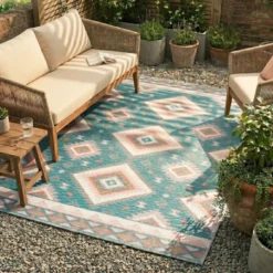 Outdoor Teppich Boho - Vedra Aztec Blau
