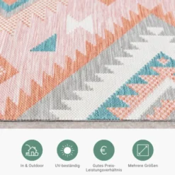 Outdoor Teppich Boho - Vedra Aztec Rosa
