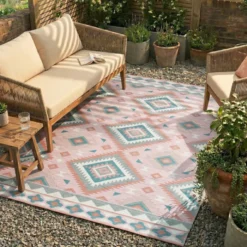 Outdoor Teppich Boho - Vedra Aztec Rosa