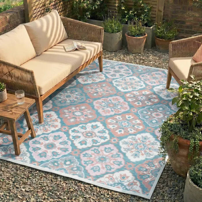 Outdoor Teppich Boho - Vedra Tile Blau