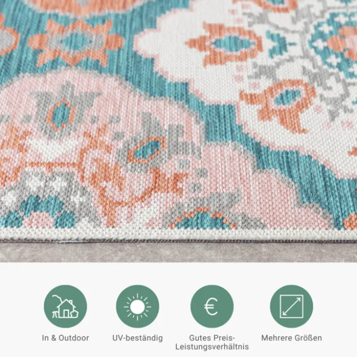 Outdoor Teppich Boho - Vedra Tile Blau