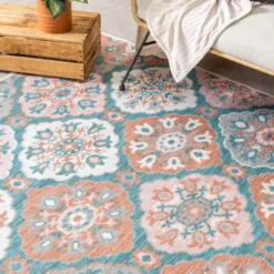 Outdoor Teppich Boho - Vedra Tile Blau