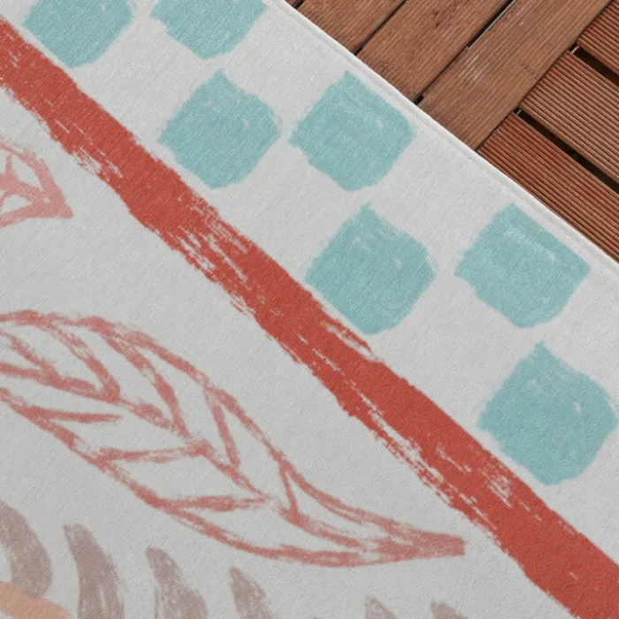 Outdoor-Teppich - Oasis Leaves Blau Rot