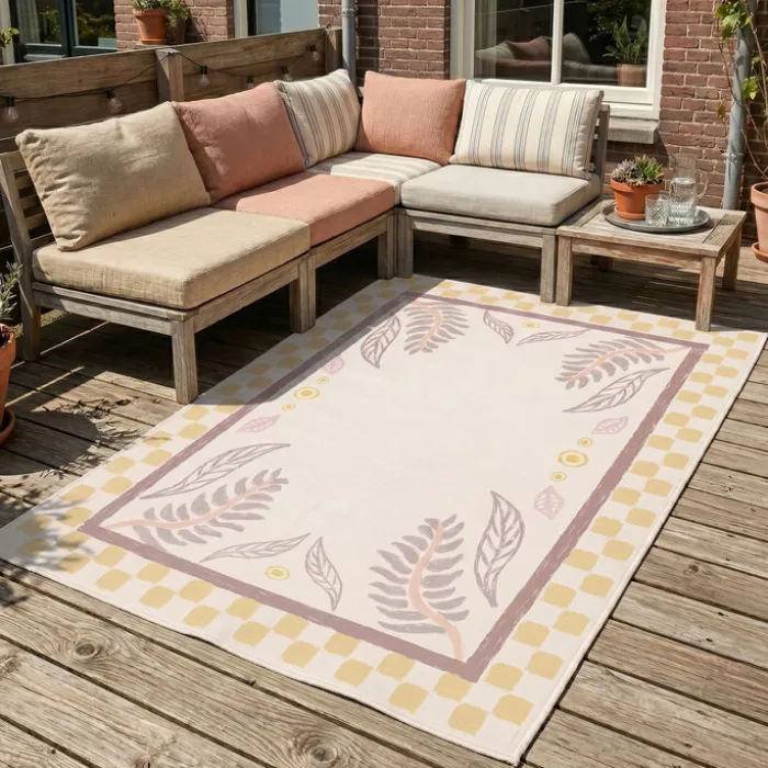 Outdoor-Teppich - Oasis Leaves Gelb Lila