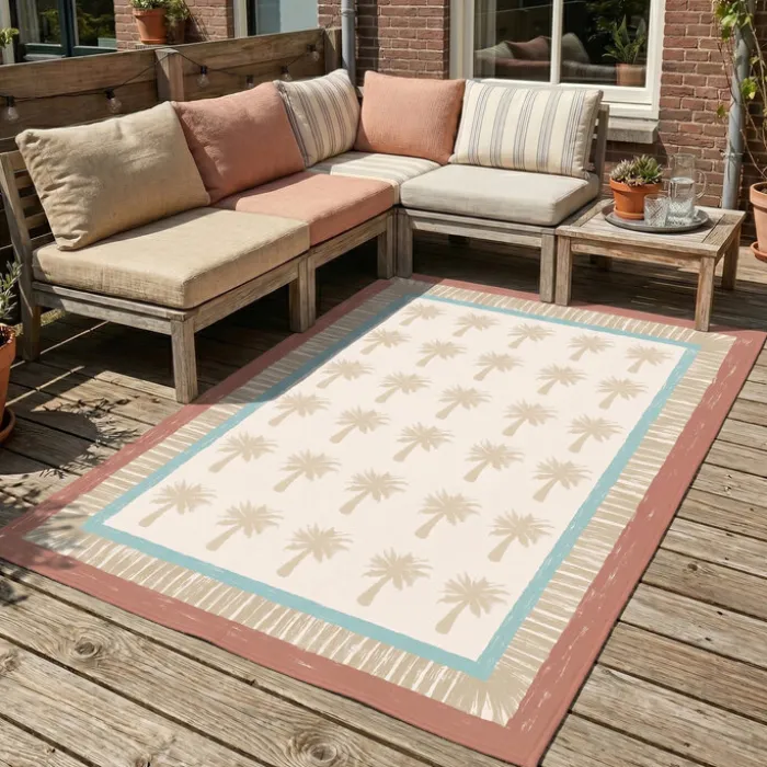Outdoor-Teppich - Oasis Palm Blau Rot