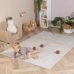 Puzzlematte - Alfie Stripes Grau/Beige - 120x180cm