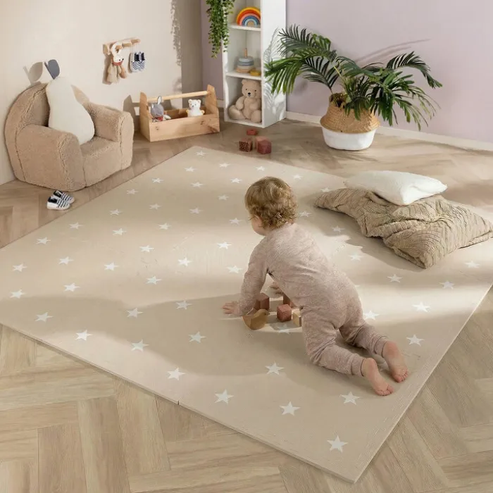 Puzzlematte - Alfie XL Stars Grau/Beige - 180x180cm