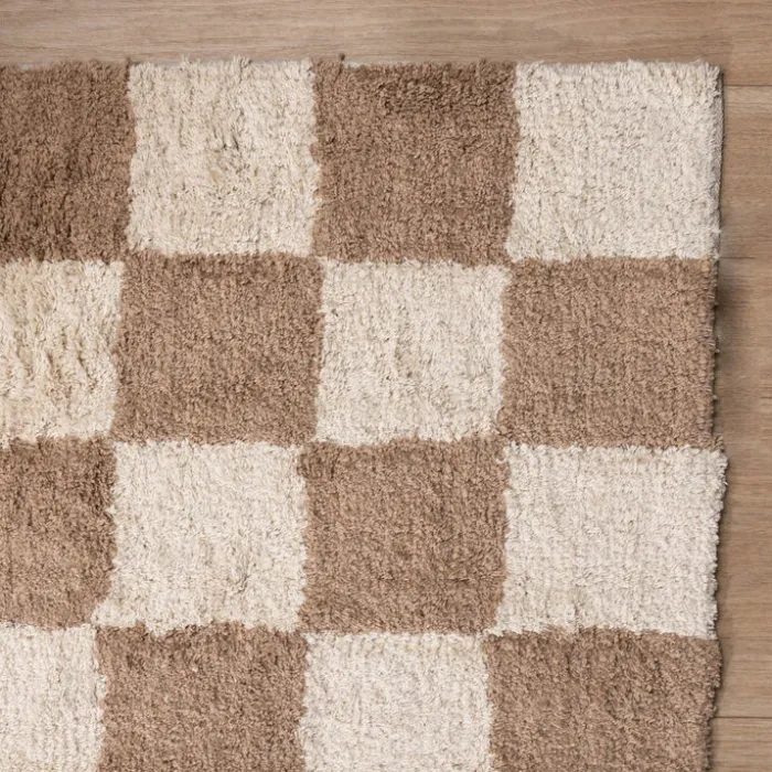 Retro Teppich - Gambit Beige Weiß