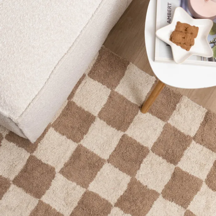 Retro Teppich - Gambit Beige Weiß