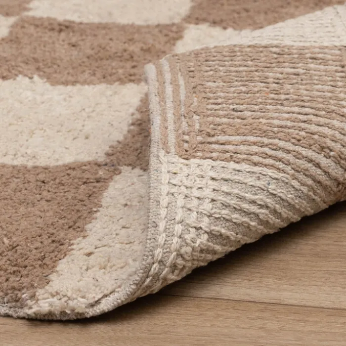 Retro Teppich - Gambit Beige Weiß
