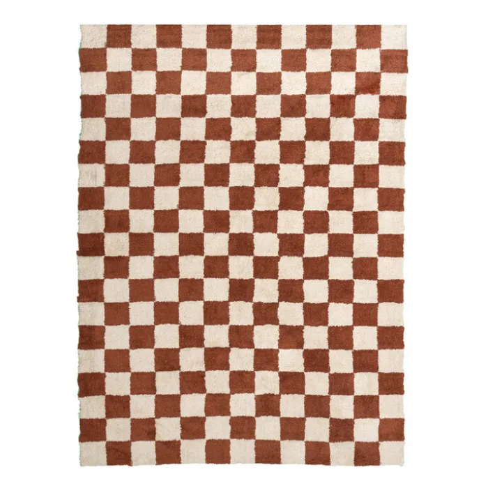 Retro Teppich - Gambit Braun Weiß