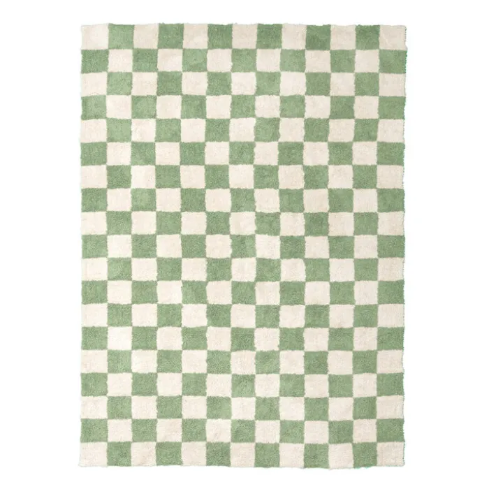 Retro Teppich - Gambit Grün Weiß