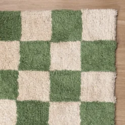 Retro Teppich - Gambit Grün Weiß