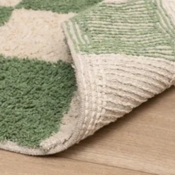 Retro Teppich - Gambit Grün Weiß