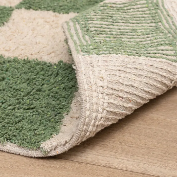 Retro Teppich - Gambit Grün Weiß