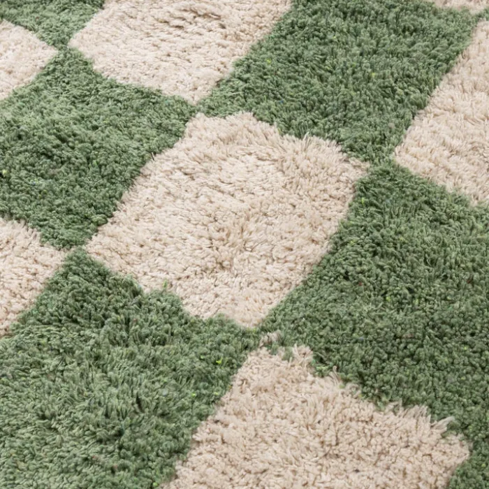 Retro Teppich - Gambit Grün Weiß