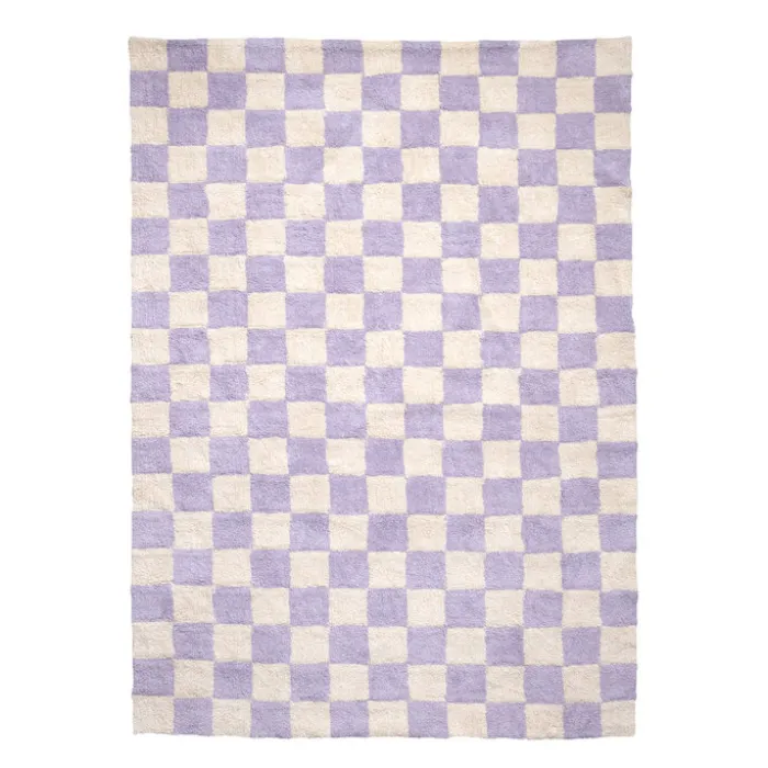 Retro Teppich - Gambit Lila Weiß