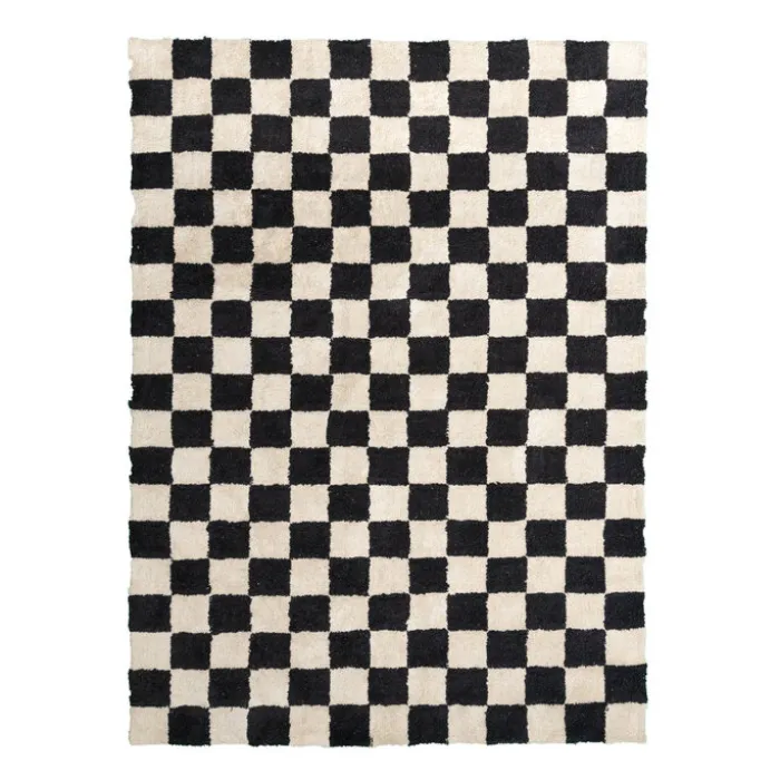 Retro Teppich - Gambit Schwarz Weiß