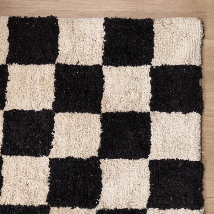 Retro Teppich - Gambit Schwarz Weiß