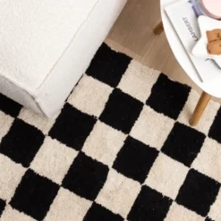 Retro Teppich - Gambit Schwarz Weiß
