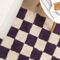 Retro Teppich - Gambit Violett Weiß