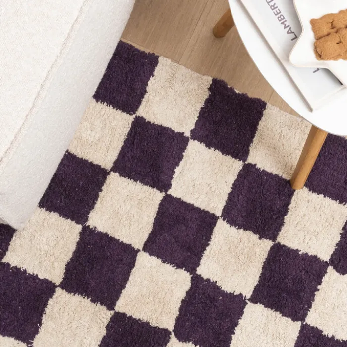 Retro Teppich - Gambit Violett Weiß