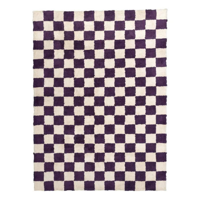 Retro Teppich - Gambit Violett Weiß