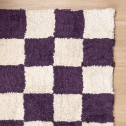 Retro Teppich - Gambit Violett Weiß
