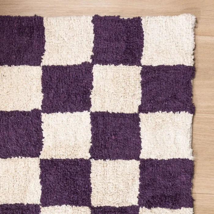 Retro Teppich - Gambit Violett Weiß