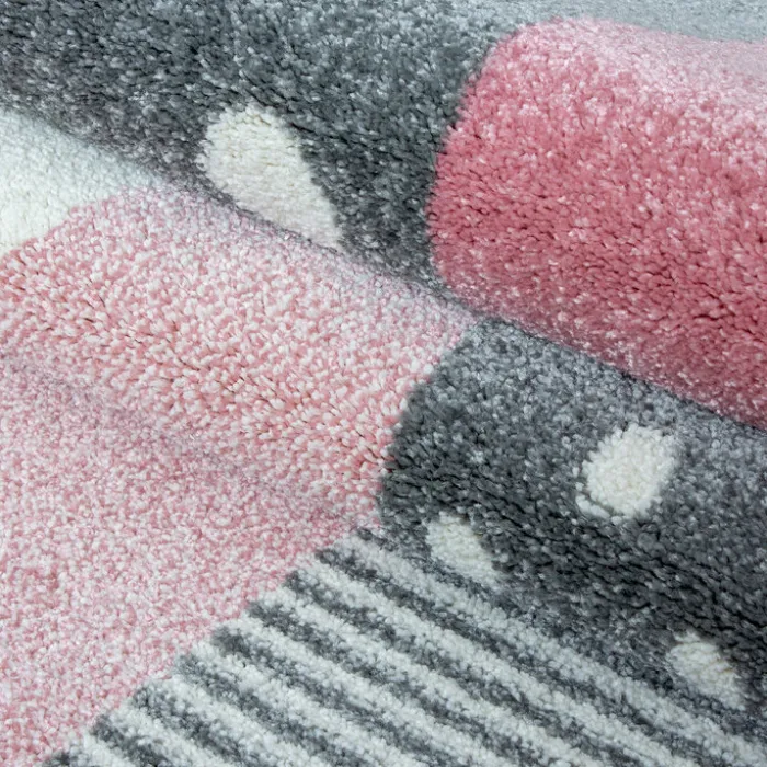 Runder Kinderteppich - Ava Bunt Rosa