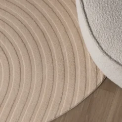 Runder Teppich Wohnzimmer - Charm Curves Beige